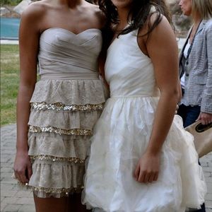 BCBG Champagne Tiered Sequin Dress